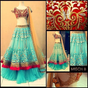 Aqua Color Net Lehenga