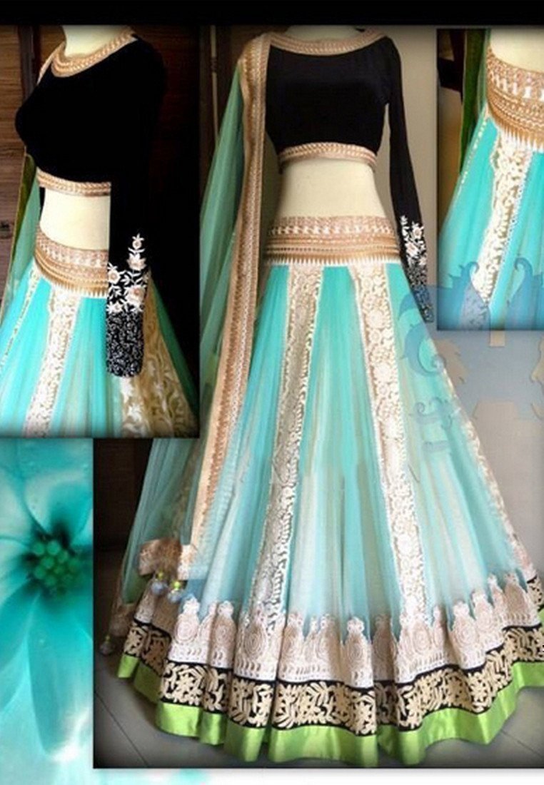 Aqua Color Net Lehenga