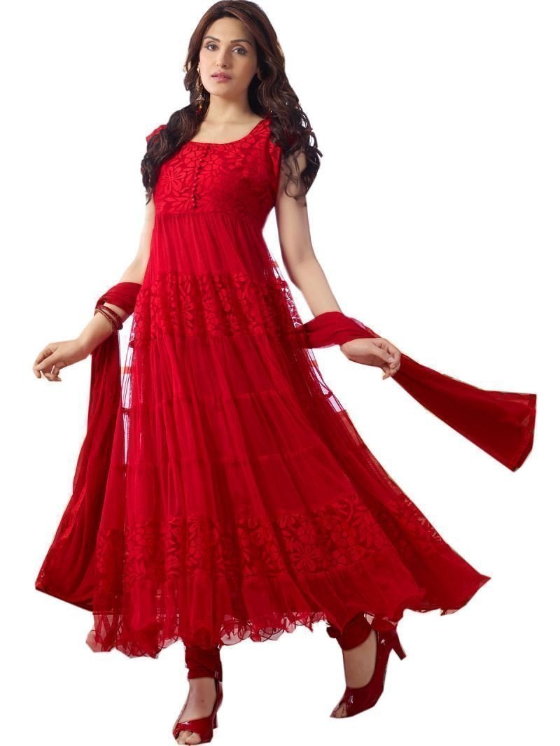 NEW RED & BEIGE Indian Pakistani Designer Bollywood Wedding Embroidered Saree