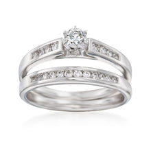 Load image into Gallery viewer, 14kt silver bridal rings sets
