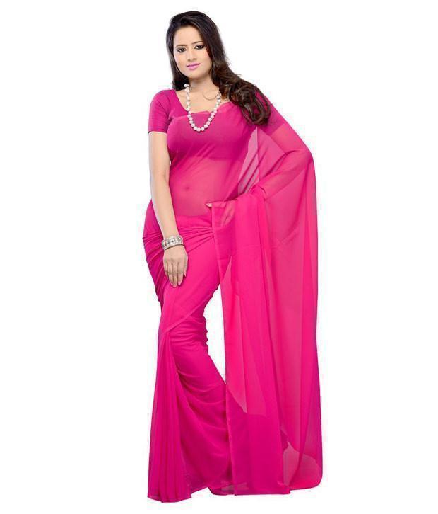 Pink Georgette Buti Saree With Blouse Piece