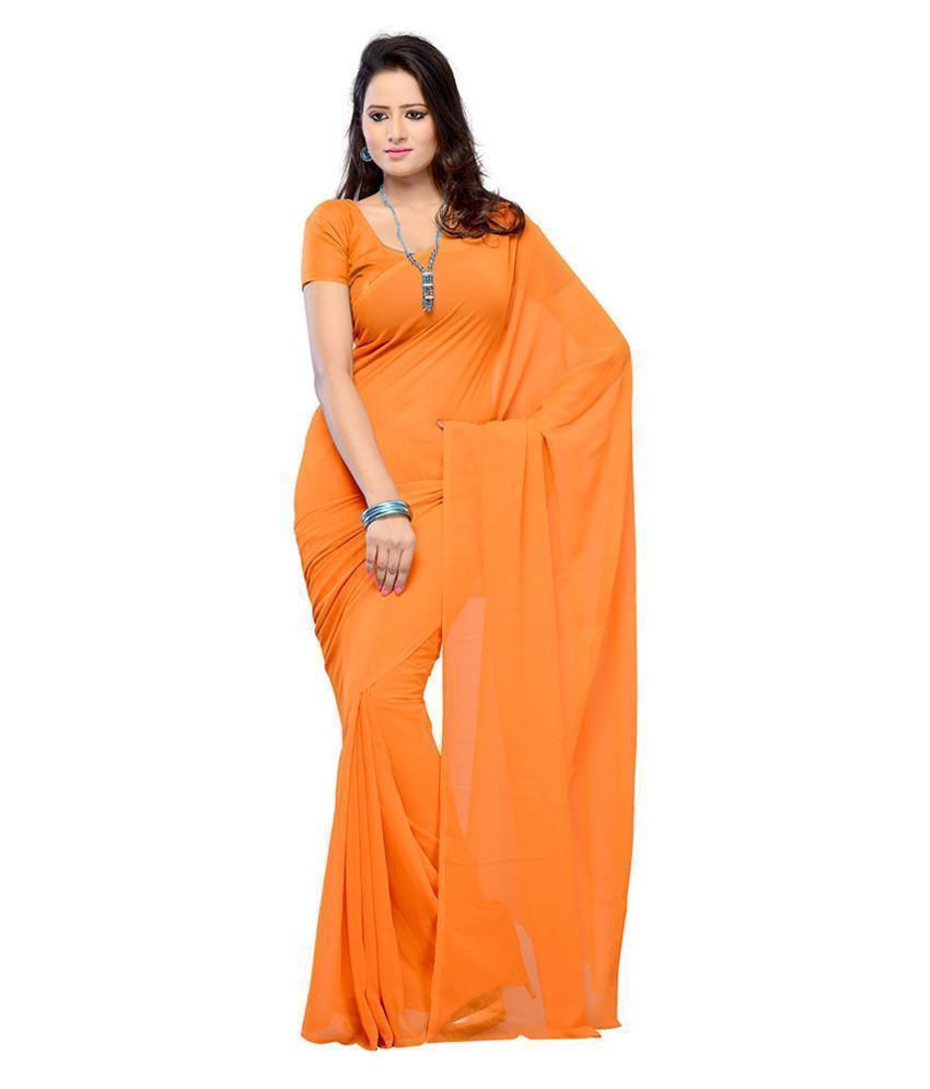 Orange Georgette Buti Saree With Blouse Piece