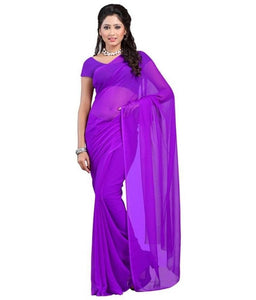Purple Georgette Buti Saree With Blouse Piece