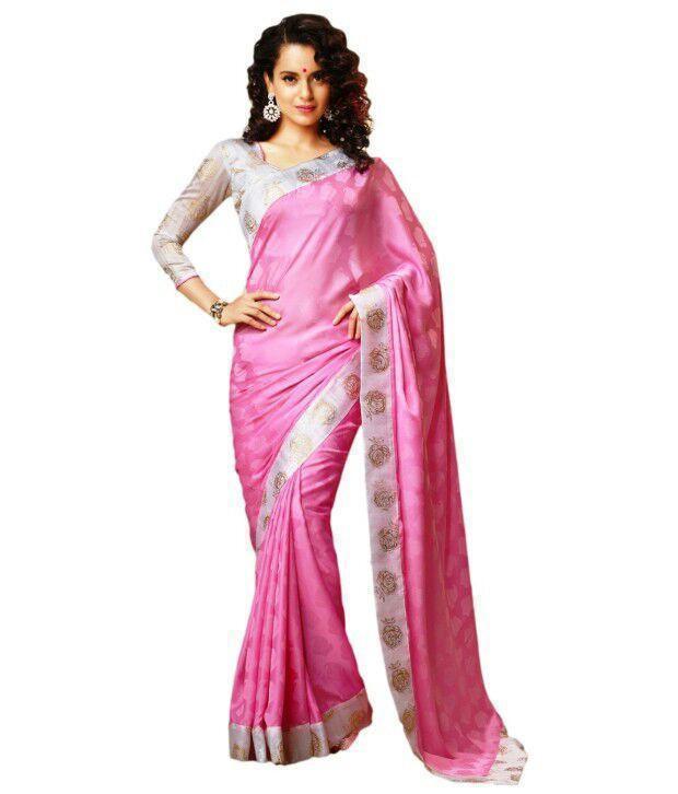 KANGANA RANAUT PINK BOLLYWOOD REPLICA SAREE