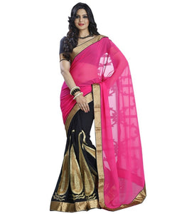 DESIGNER BLACK PINK GEORGETT SAREE