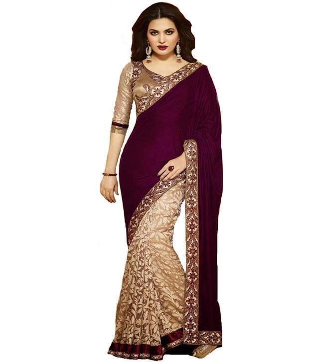 Gorgeous Maroon Red Velvet Saree Order Online