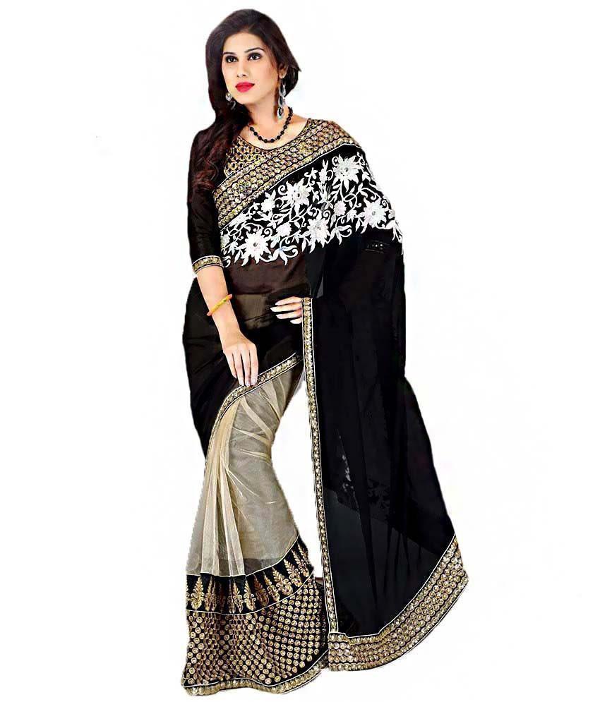 Hot Selling Black Golden Heavy Saree