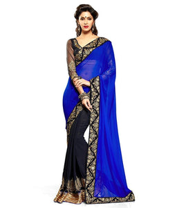 Beautiful Blue Nakashi Designer Wedding wear Saree