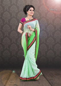 Gorgeous Designer Green Brasso Printed Saree
