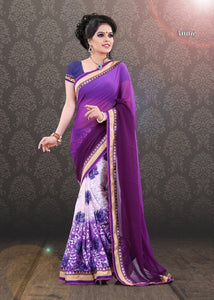 Popular Party Wear Purple Printed Saree