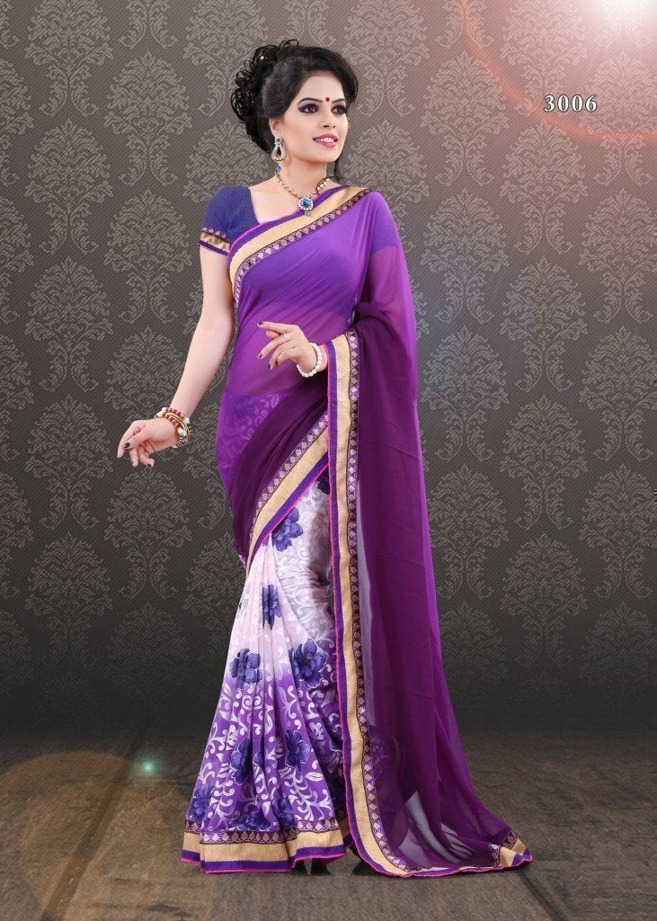 Popular Party Wear Purple Printed Saree