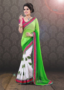Best Selling Green Brasso with Lace Border Saree