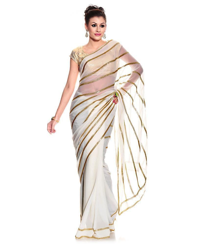 Kareena Kapoor White Georgette Party Wear Saree