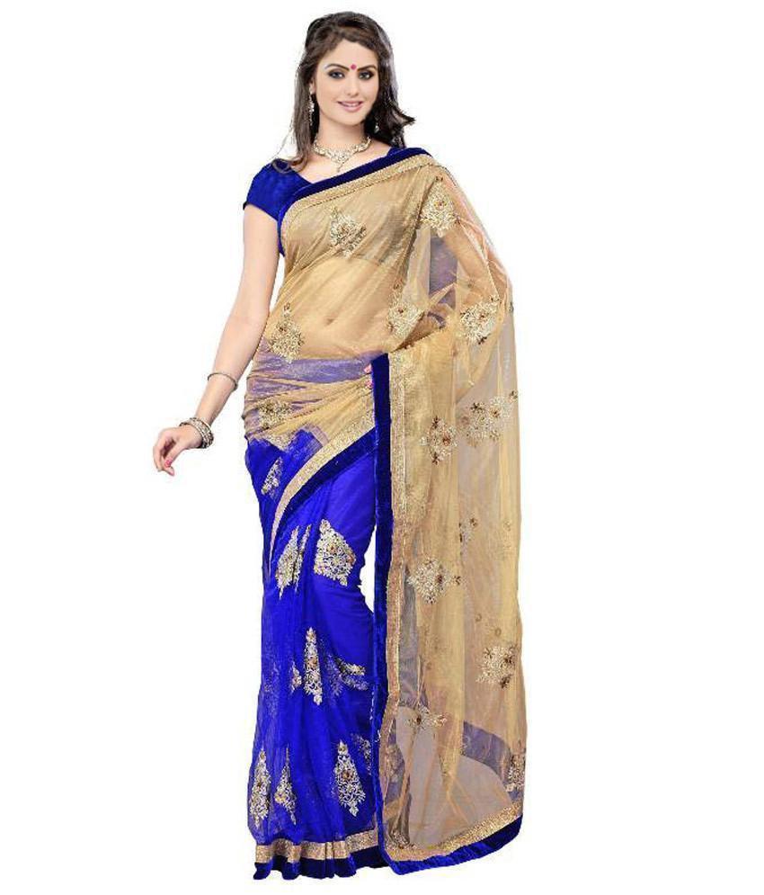 Priyanka Chopra Designer Blue Georgette and Net Saree