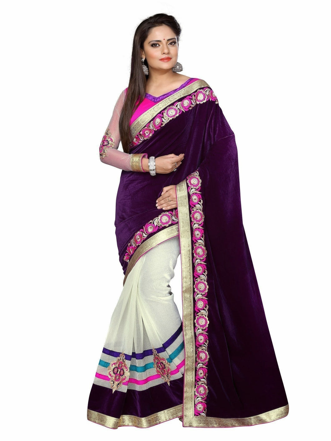Heavy Velvet and Net Wedding Wear Saree