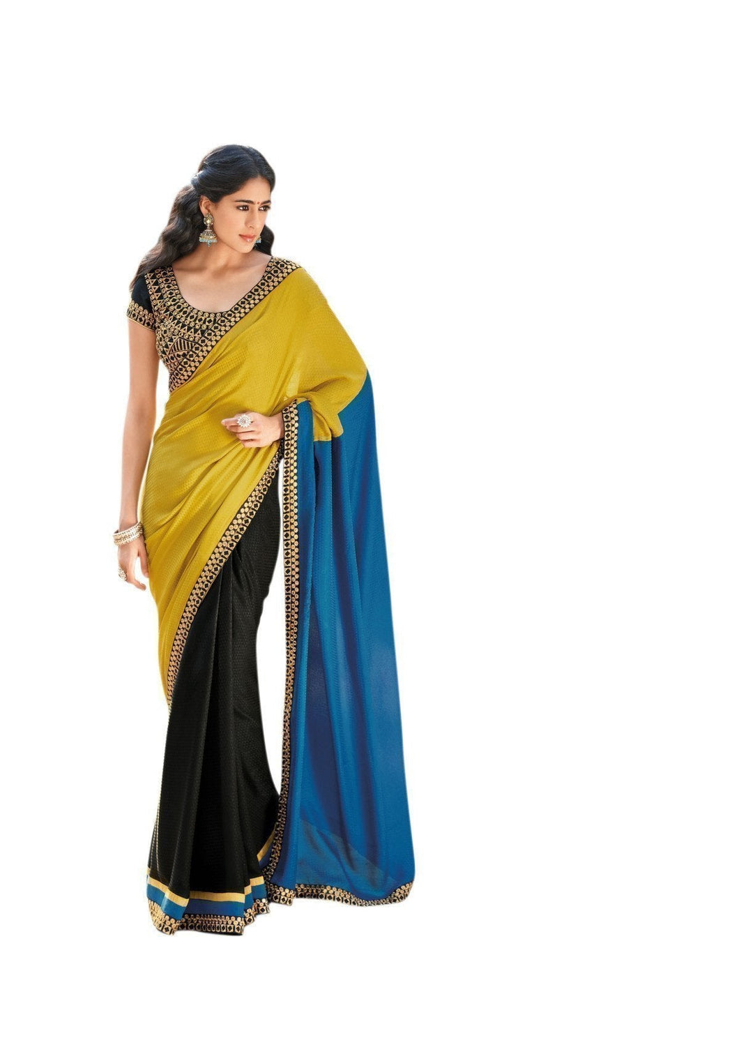 Mesmerizing Beautiful Black Velvet Designer Fancy Saree
