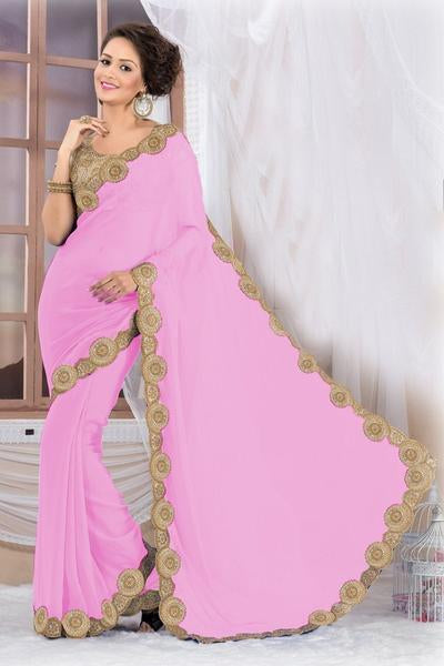 Attractive Pink Georgette Saree EBSFS16501