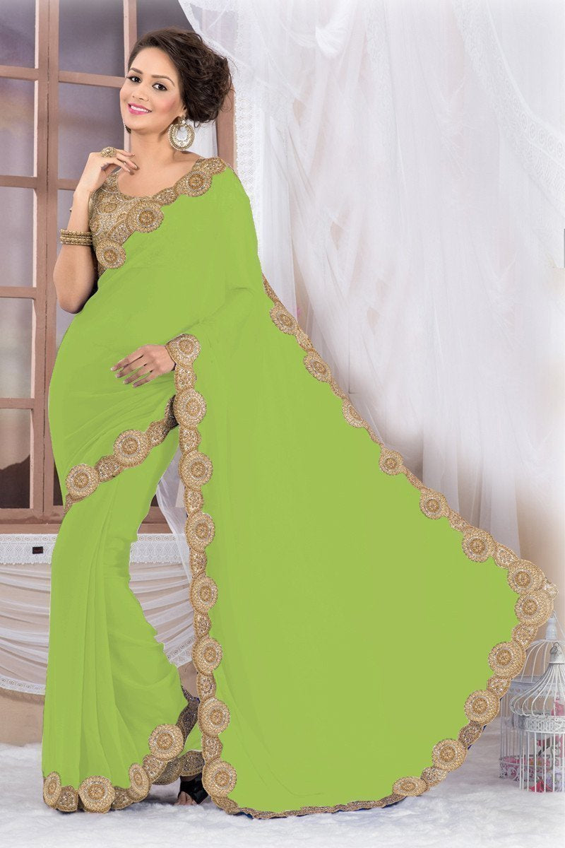 Stunning Green Georgette Saree EBSFS16508