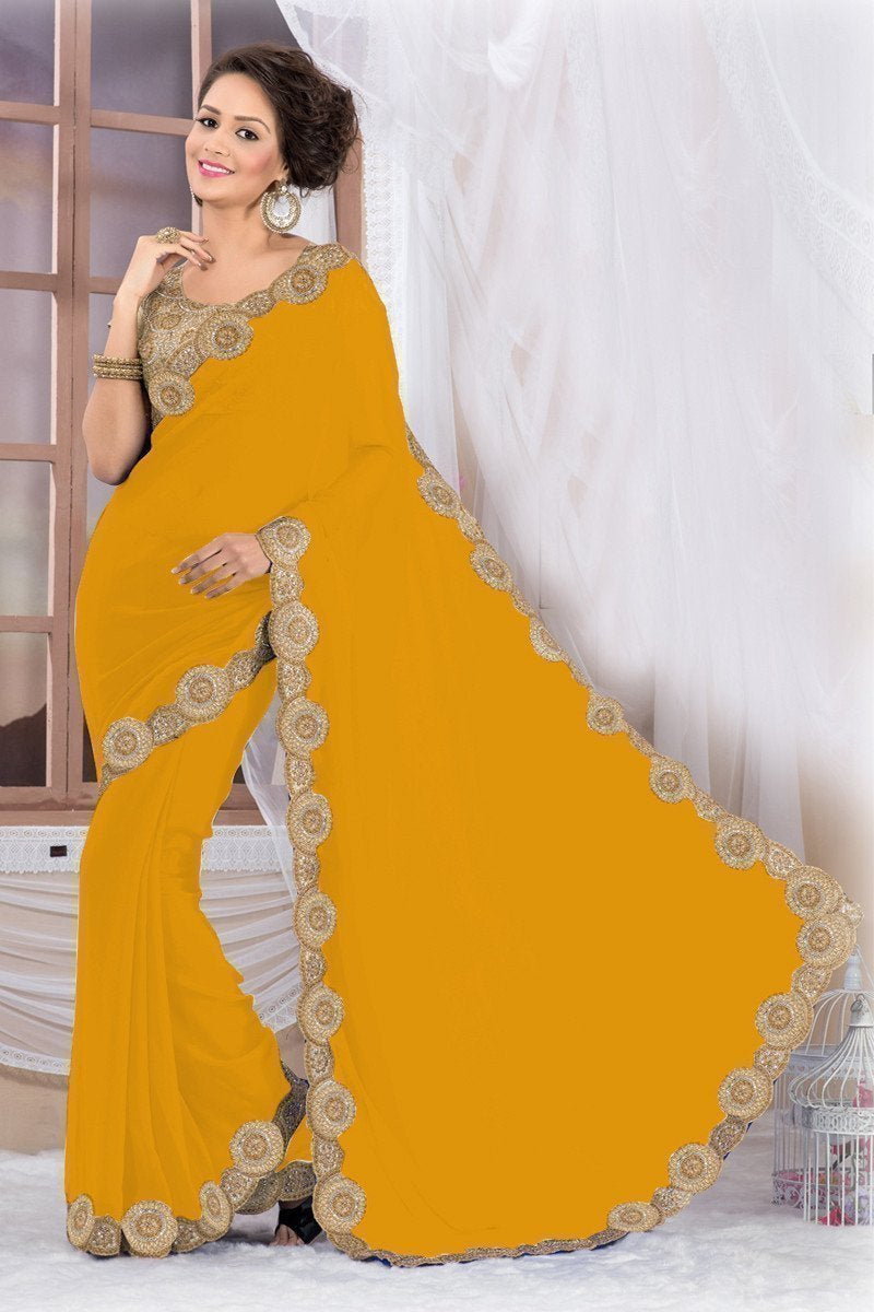 Beautiful Yellow Georgette Saree EBSFS16510