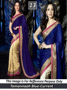 Tamanna bhatia exclusive designer Royal Blue Half-Half Saree