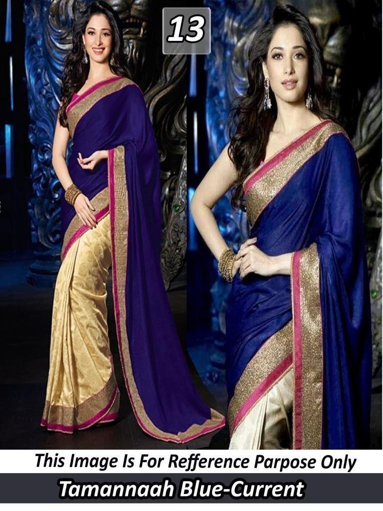 Tamanna bhatia exclusive designer Royal Blue Half-Half Saree
