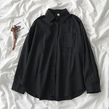 Load image into Gallery viewer, Office Lady Style White Shirt Solid Harajuku Pocket Long Sleeve Womens Tops And Blouses Casual 2021 Autumn Loose Shirt Blusas
