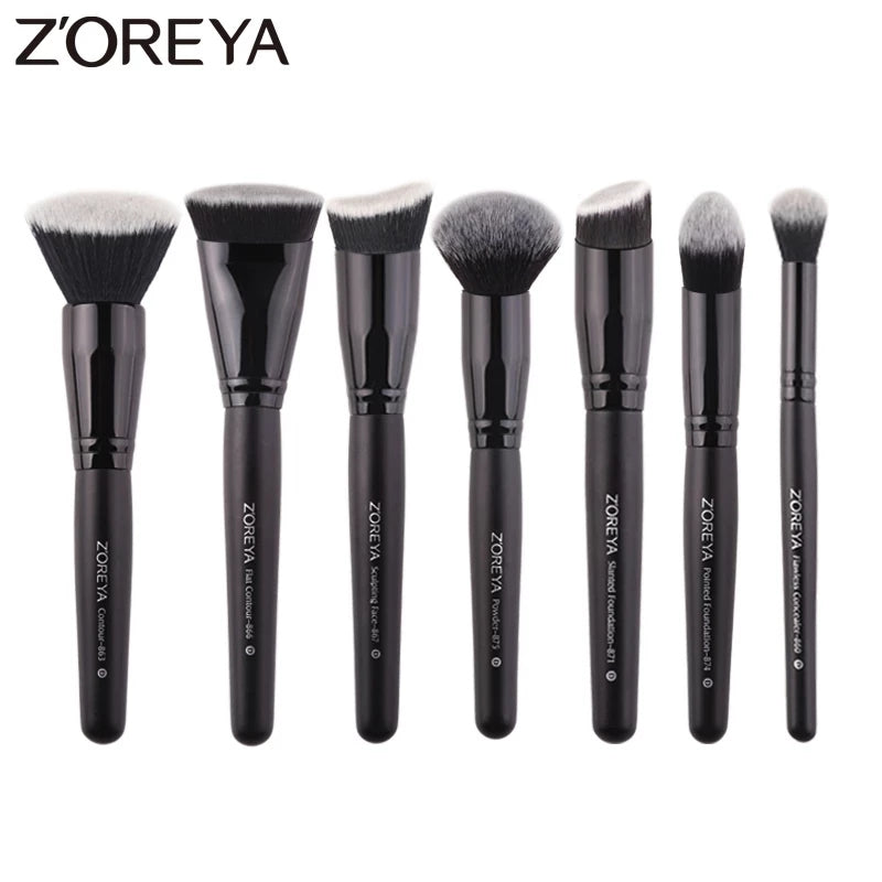ZOREYA zestaw czarnych pędzli do makijażu oczu twarzy kosmetycznych fundacja Powder Blush Eyeshadow Kabuki mieszania pędzel do makijażu przyrząd kosmetyczny